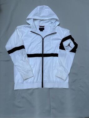 Jordan White Windbreaker Jacket with Black Stripes
